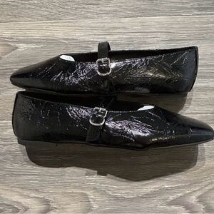 NEW Katy Perry Evie Mary Jane Flats Size 8.5 / 38.5 Black Crocodile Memory Foam